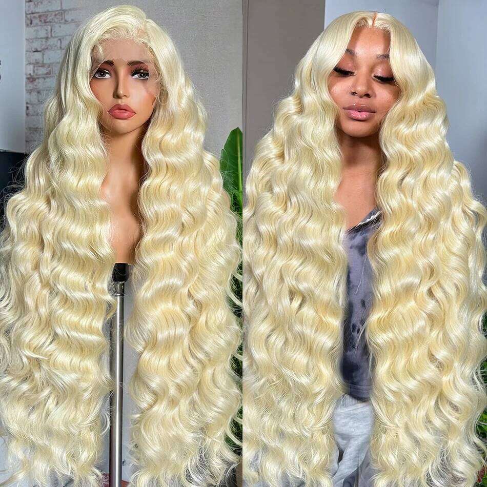 Mossily Blonde Body Wave Front HD Transparent Lace 13x4 13x6 Human Hair Wig 613 Pre Plucked Full Frontal Wigs For Women