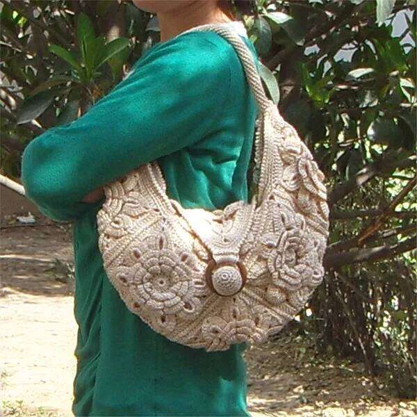 Hand-Woven Women Wool Cute Homemade Diy Material Handbag Woolen Shoulder Casual Total Crochet Bag Female