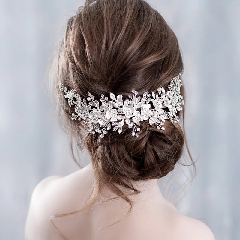 Flower Headband Wedding Hair Accessories Rhinestone Flower Bridal Tiara Headband Hair Comb Hairpins Wedding Hair Jewelry 250711