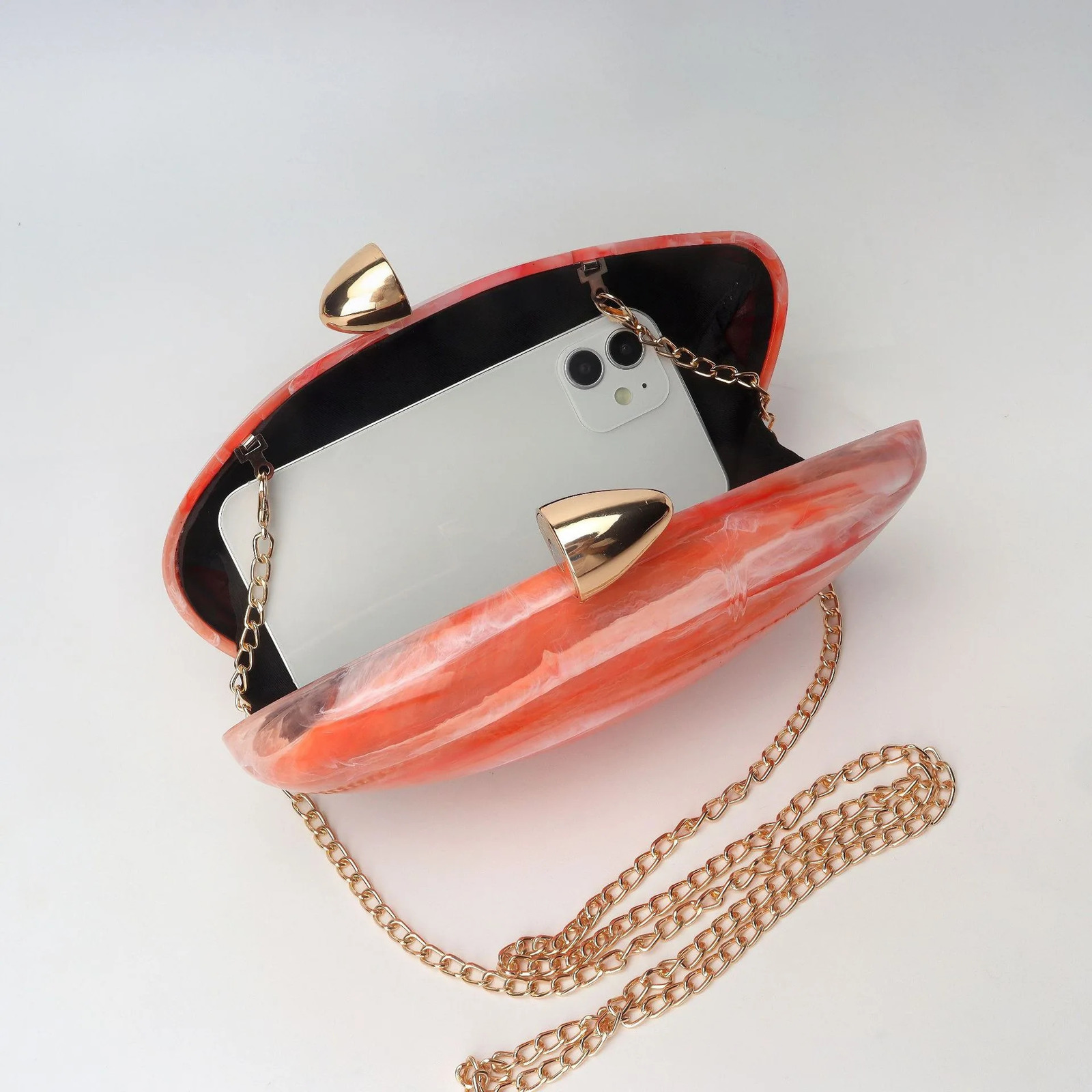 Pearl orange Marble Stylish Women Acrylic Evening Messenger Bag Solid Shell Wedding Party Clutch Purse Dress bag 250708