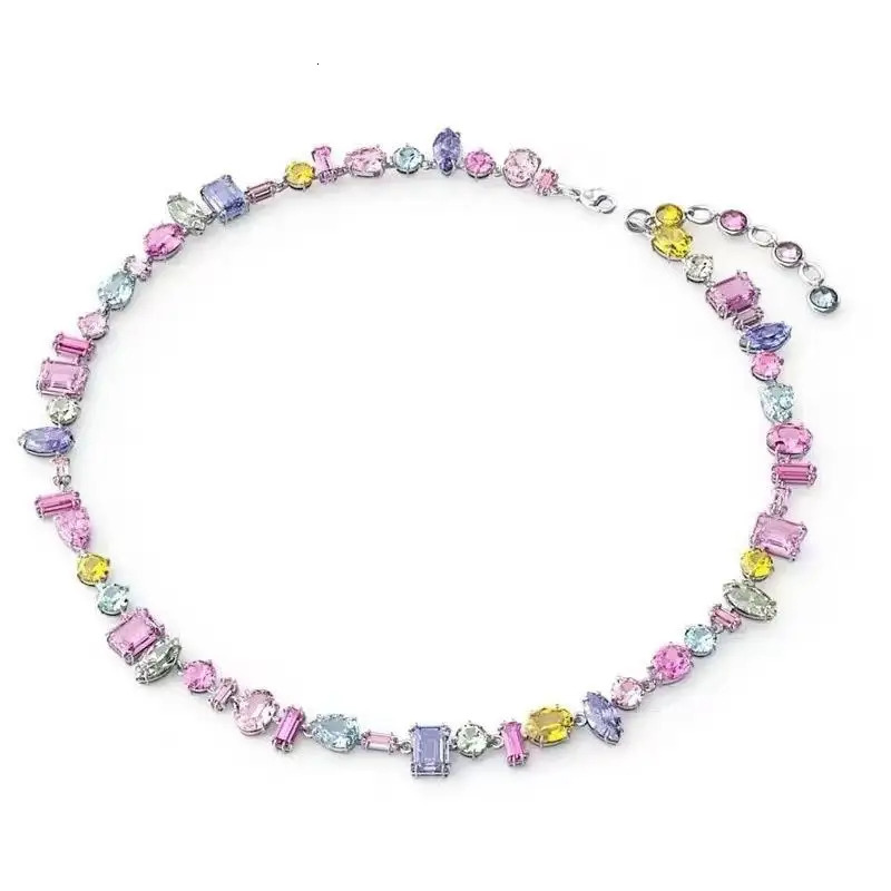 Colorful Ladies Necklace Rainbow Crystal Zirconia Beaded Necklace Adjustable Chain Bohemian Starry Sky Pendant For Women 250708