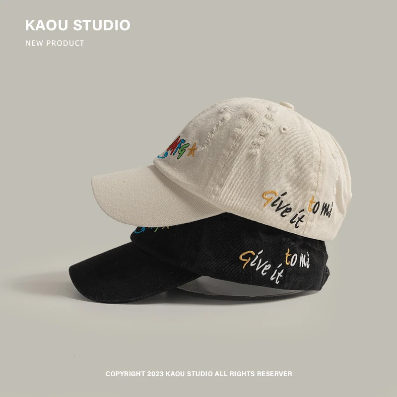 Y2k Cute Star Embroidered Baseball Caps Unisex Spring and Summer Street Fashion Versatile Retro Hole Hip Hop Hats for Women 250711