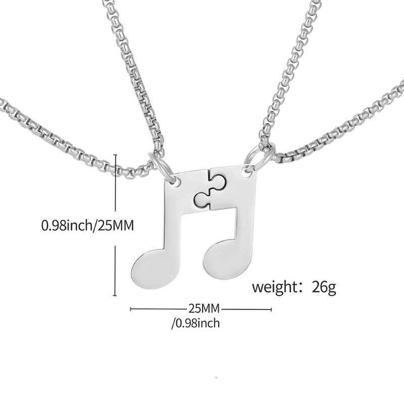 Luxury Jewelry Designer Jewelry Cross-border New Product Stainless Steel Personalized Fashion Jumping Note Puzzle Couple Necklace Men And Women Couple