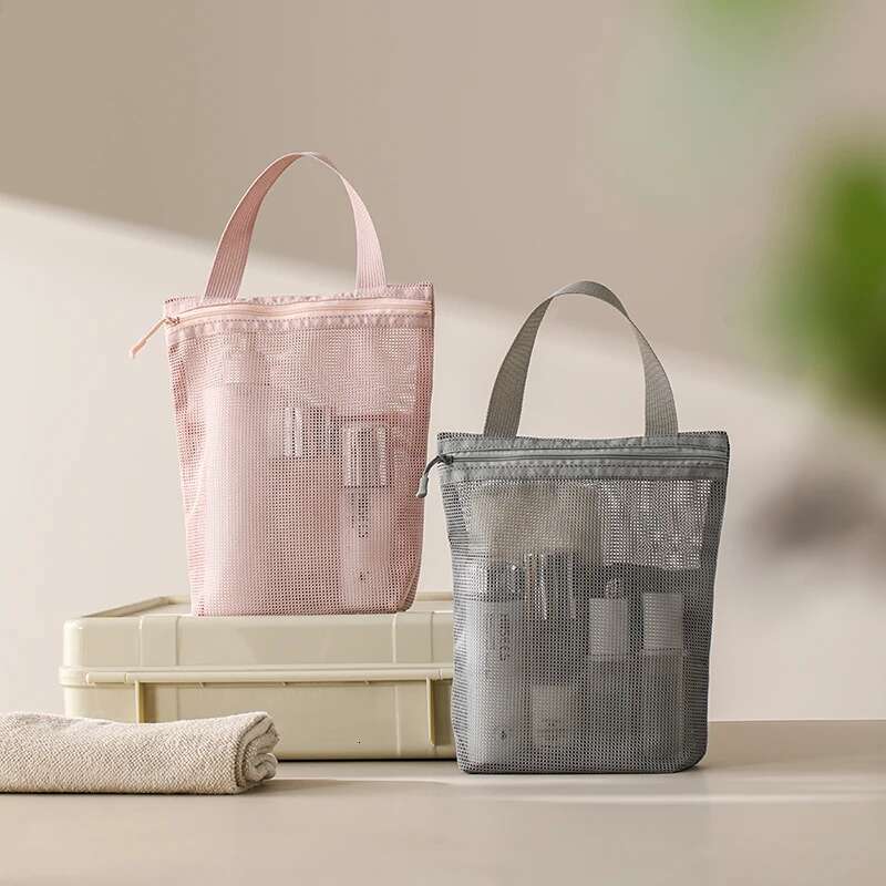 23X26cm Portable With Handy Handle Large Capacity Mesh Toiletry Storage Makeup Bag For Business Trips Travel