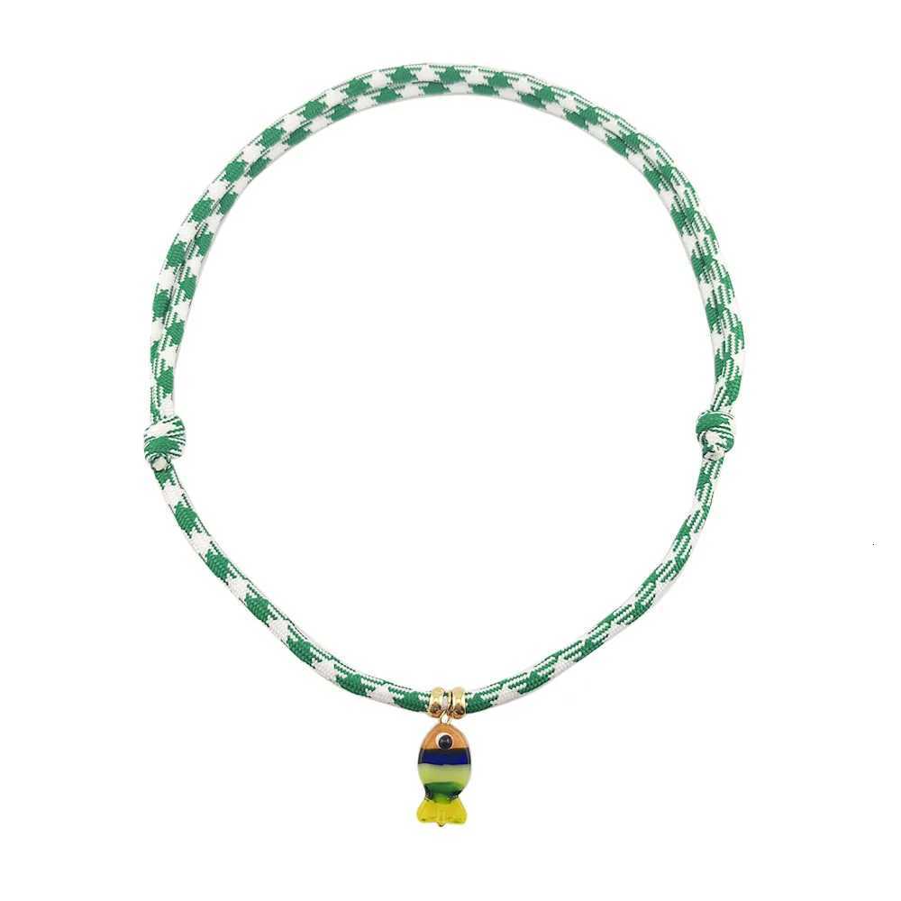 2025 Summer New In Red Green Nautical Cord Necklace With Fish Charm Rope Choker Necklace W250712