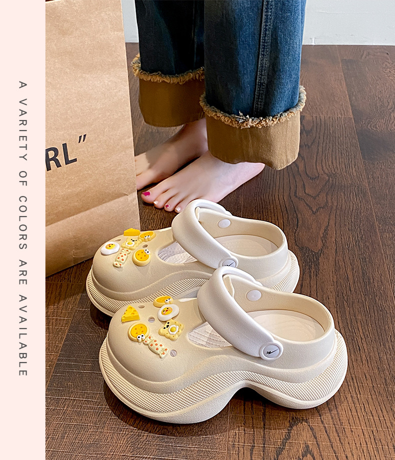 Cute Thick-soled Clogs for Women Suitable for Outdoor Wear 2025 Style Beach Anti-slip Toe-covered Slippers for Women in Summer