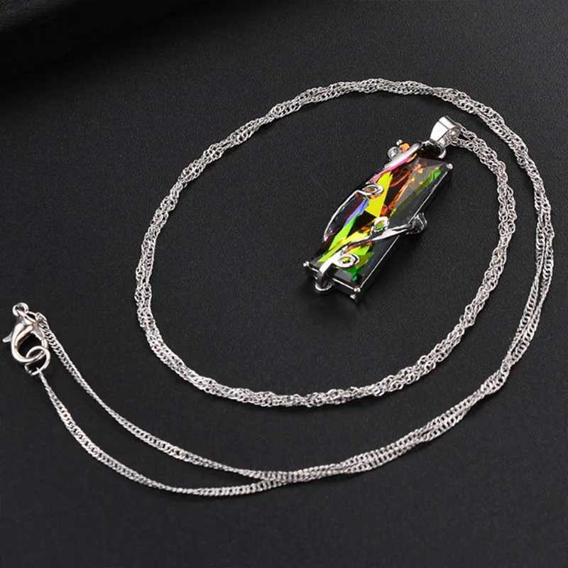 Stone Tree Of Life Pendant Necklace For Women Men Long Chain Crystal Bird Square Necklaces Statement Jewelry W250712