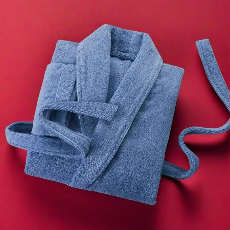 Bathrobe Men 100% Cotton White Sleepwear Towel Fleece Robes For Male Plaid Robes Long Bath Robe Bride Robe Dressing Gown 250710