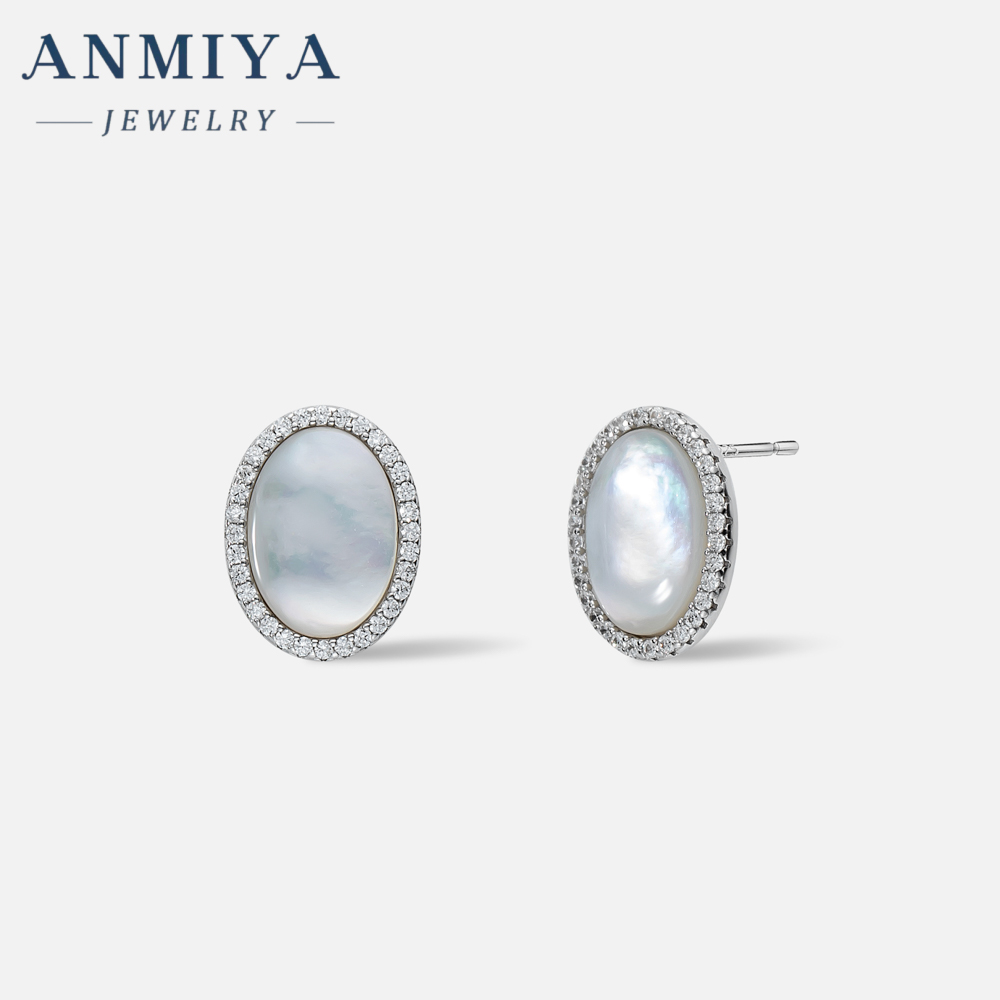 Fine Jewelry Earrings Vintage Classic 925 Silver Ellipsoid Fresh Water Pearls Stud Earrings