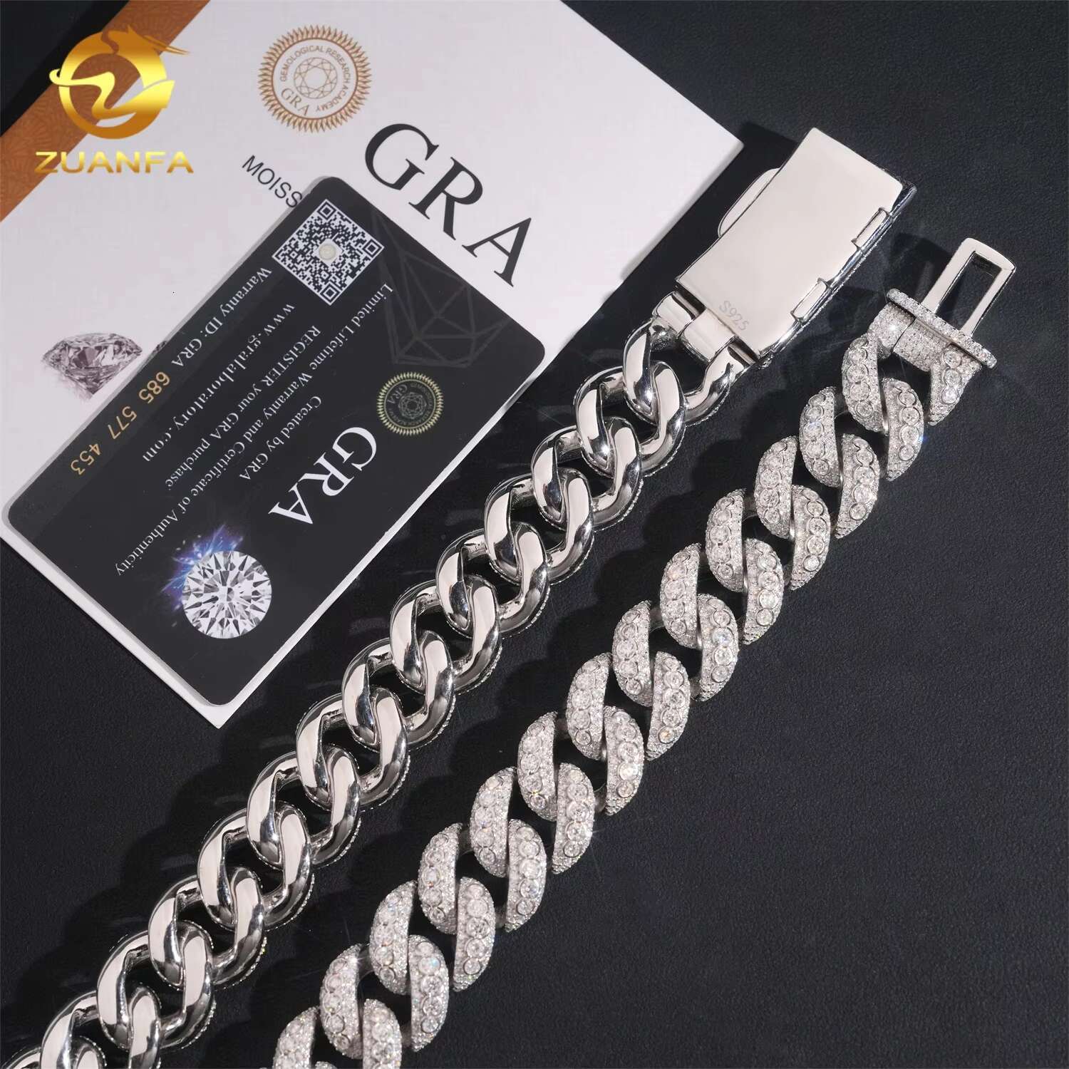 Wholesale Price Pass Diamond Tester 925 Sterling Silver Hip Hop 20mm Moissanite Cuban Link Chain