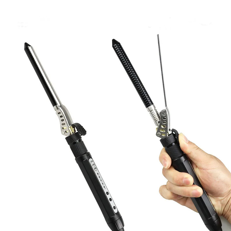 9mm Thin Hair Curl Iron Ceramic Barrel Curler Electric Curling Rod Iron for Mens Short Hair Deep Curly Wand Rotating 360 Degree 250712