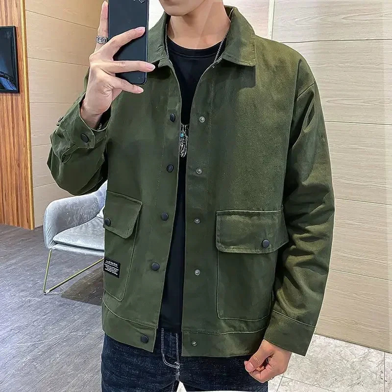 Male Jean Coats Black Cargo Mens Denim Jacket Autumn Korean Style in Lowest Price Outwear Cowboy Clothing Elatic 250704
