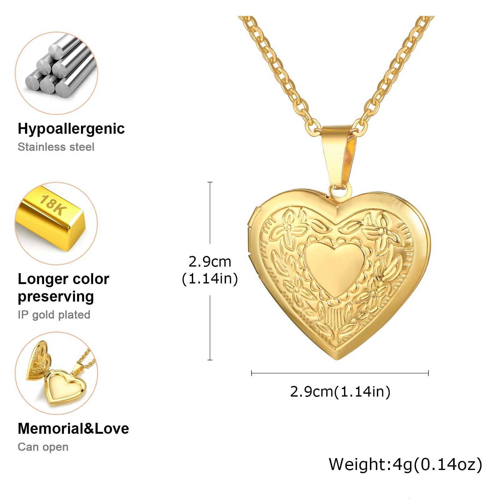 Vnox Stainless Steel Locket Necklace Pendant with Photo Fe Elegant Gold Plated Design Wens Gift W250712