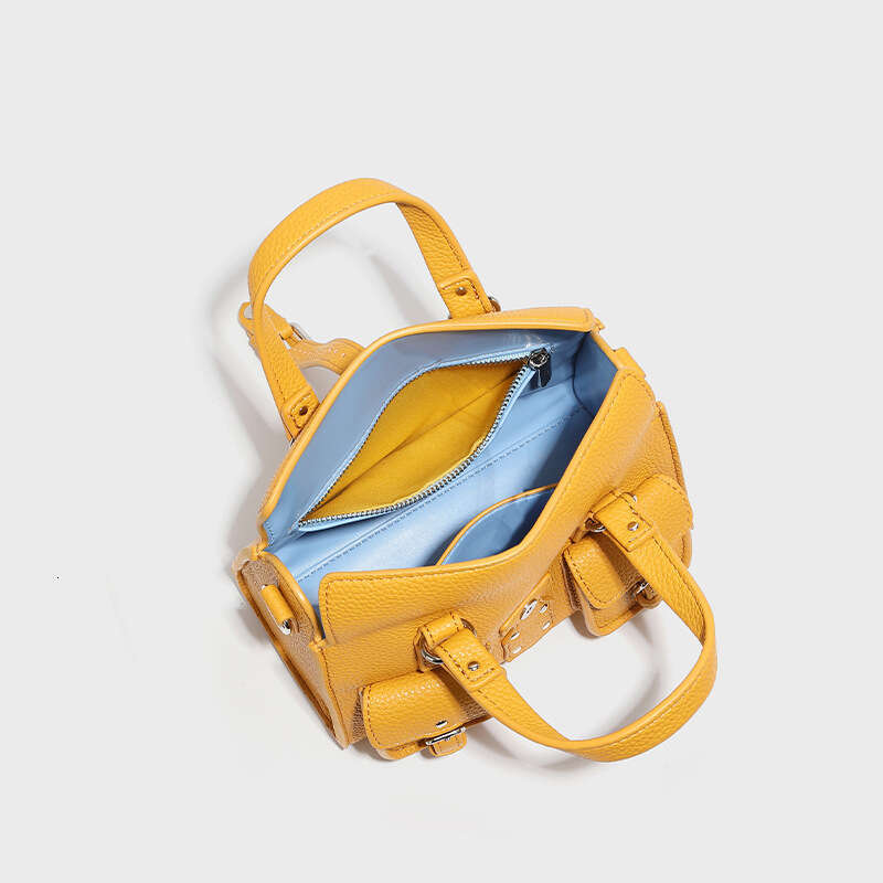 Live Streaming Soft Leather Handheld Tote High-end Versatile Chick Yellow Shoulder Stylish Commuter Crossbody Small Bag