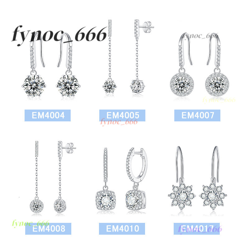 Luxury High Quality Silver Earrings DEF VVS Claw Set halo Classic Moissanite Studs Round Cut Loose Gemstones Moissanite Earrings