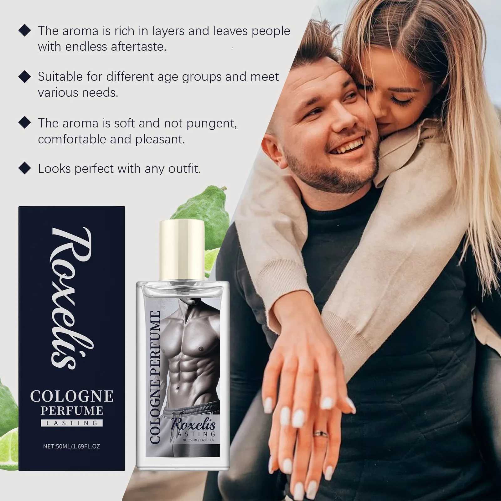 Roxelis 50ml Cologne Men Perfume Light Fragrance Fresh Charm Release Valentines Day Flirting Pheromone Romantic Dating Perfume W250712