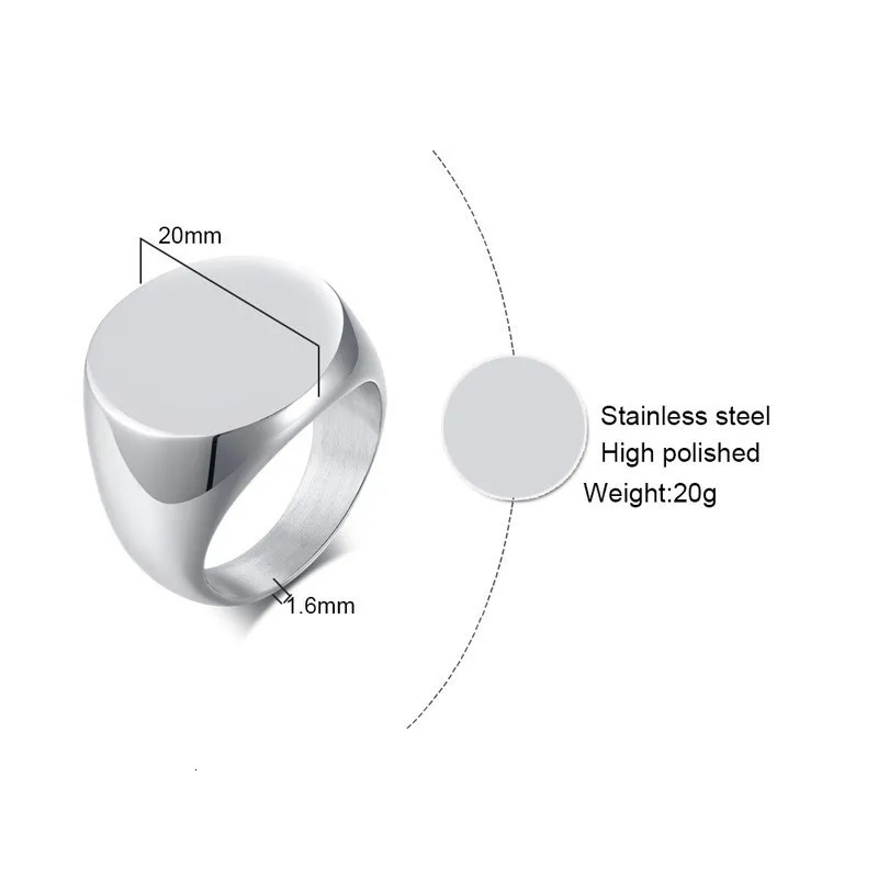 Personalized Rings Mens Stainless Steel Round Signet Ring With Po Name Man Custom Jewelry 250708
