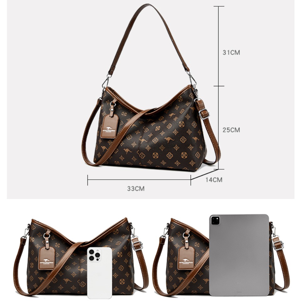 Old Flower Top-handle Bags Female Luxury Handbags Designer Shoulder Hand Bags for Women Mother Ladies PU Leather Crossbody Bag