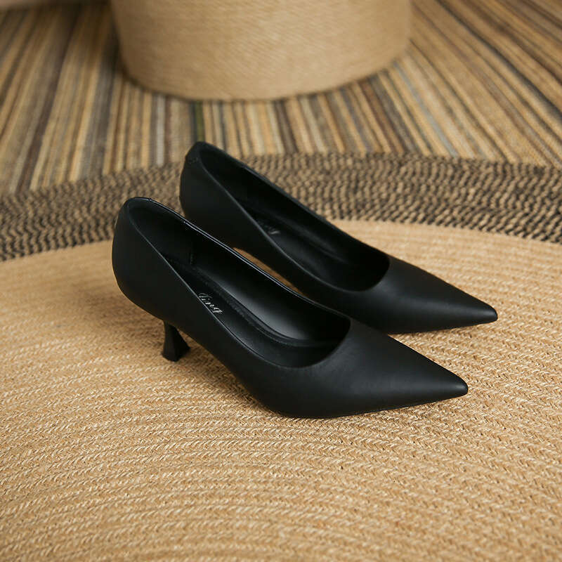 3351-18 Stiletto Black French Pointed Toe High Heels 2023 Professional Simple Comfortable Work Single Shoes for Women