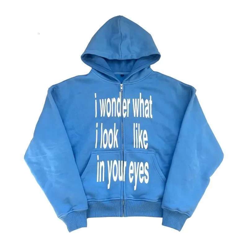 Y2K Haruku Retro Streetwear Women Hip-hop Letter Print Zipper Hoodie Men Trendy Casual Oversized Sweatshirt Vintage Clothing
