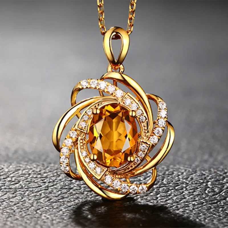 Fashion gold plated gstone Flower Necklace wedding jewelry engagent necklaces for wen Zircon Pendant anniversary gift W250712