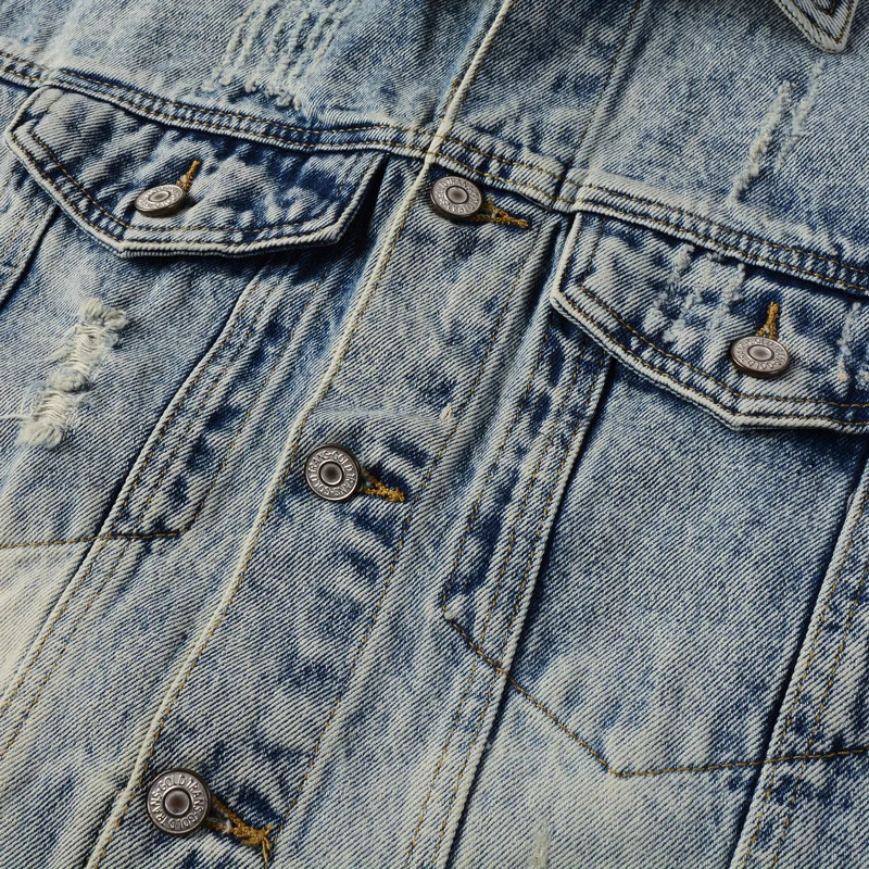 Street er Fashion Men Jacket Retro Blue Flash Embroidery Patched Ripped Denim Jacket Men Coat Y2K Hip Hop Chaquetas Hombre 250710