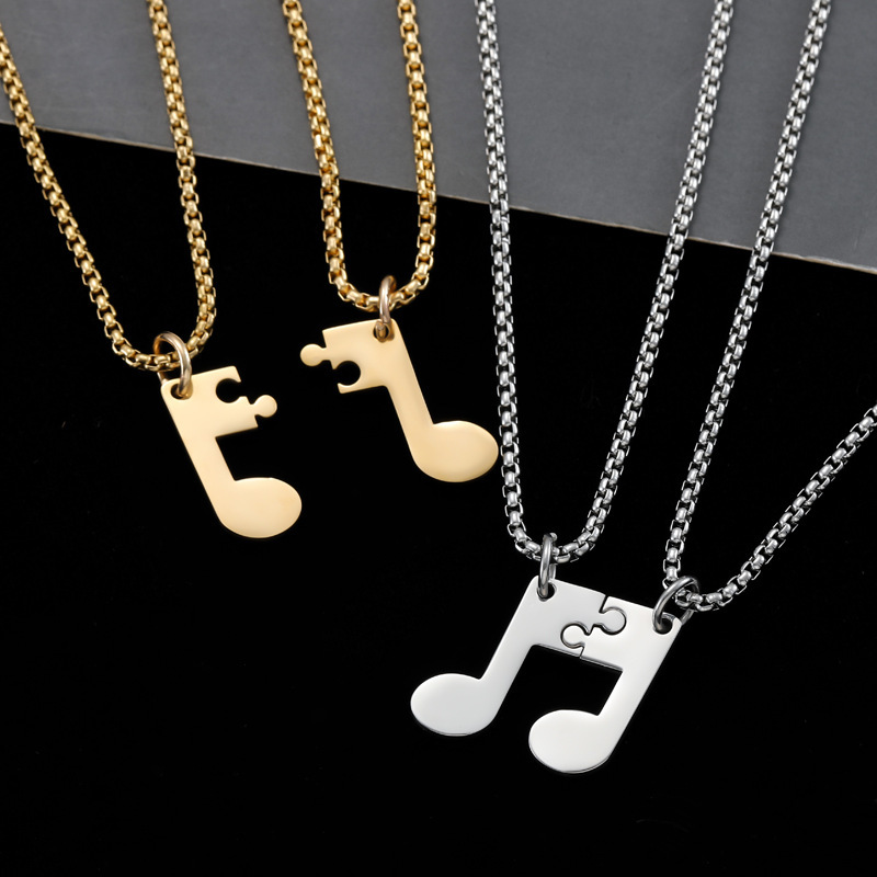 Luxury Jewelry Designer Jewelry Cross-border New Product Stainless Steel Personalized Fashion Jumping Note Puzzle Couple Necklace Men And Women Couple