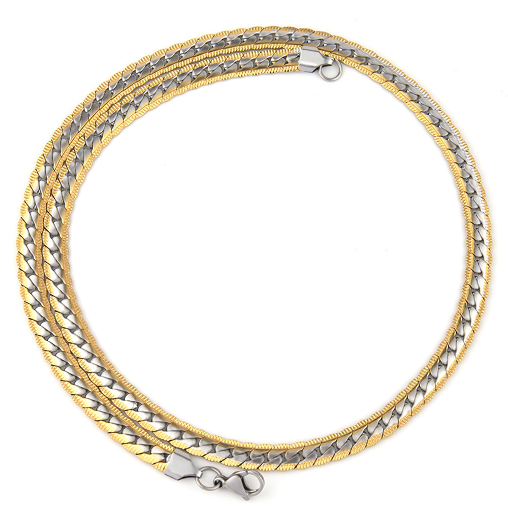 Luxury Jewelry Designer Jewelry European And American Men's Titanium Steel Encrypted Flat NK Embossed Chain Hip Hop Trendy Accessories Women'