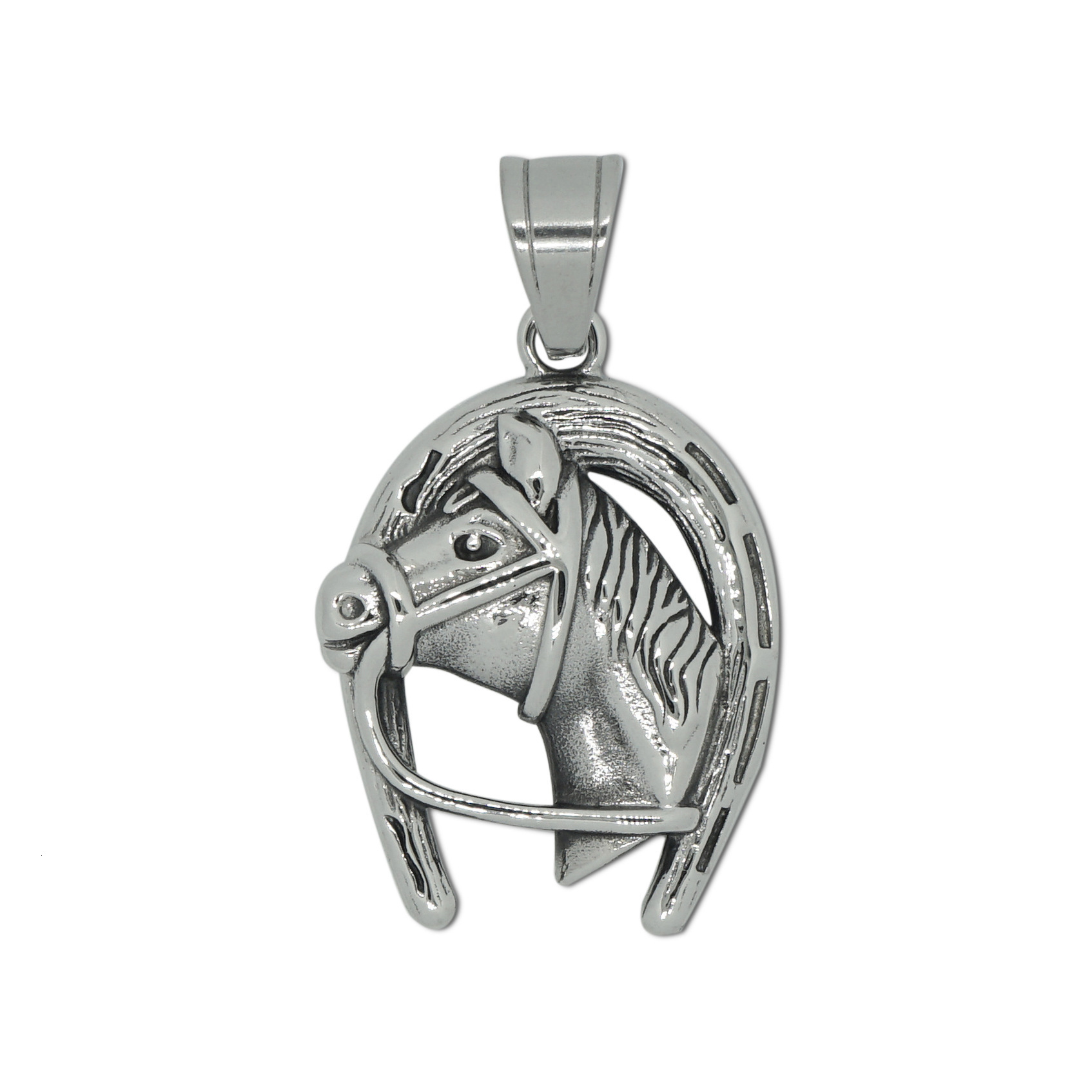 Luxury Jewelry Designer Jewelry European And American Cross-border Hip-hop New Animal Jewelry Stainless Steel U-shaped Horse Head Pendant Necklace
