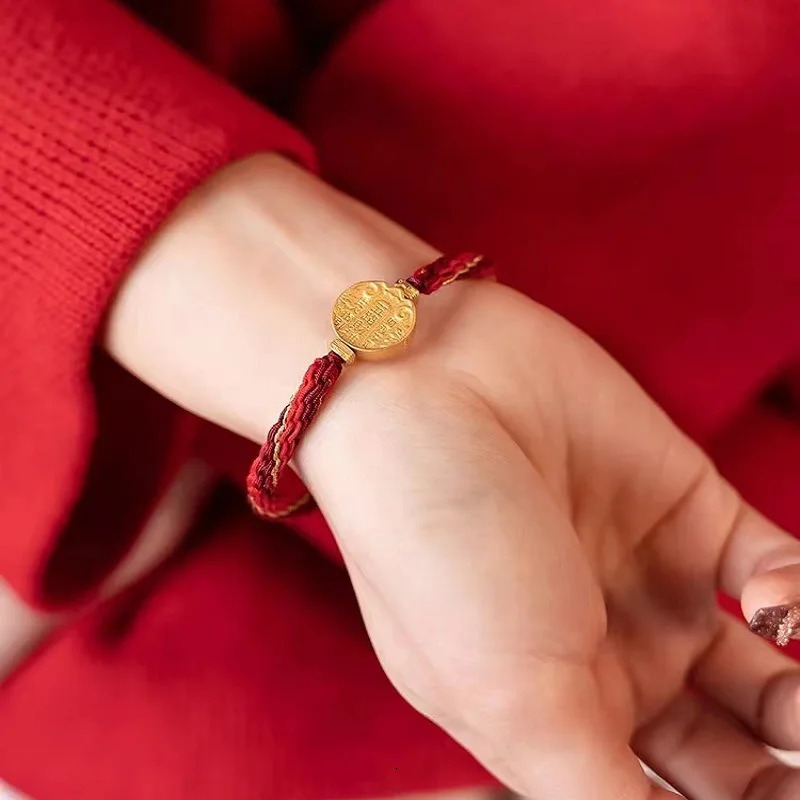 Five-Way God Wealth Red Bracelet Womens Fashion Week Tibetan-Style Diamond Knot Woven Hand Rope This Year Of Life 250712
