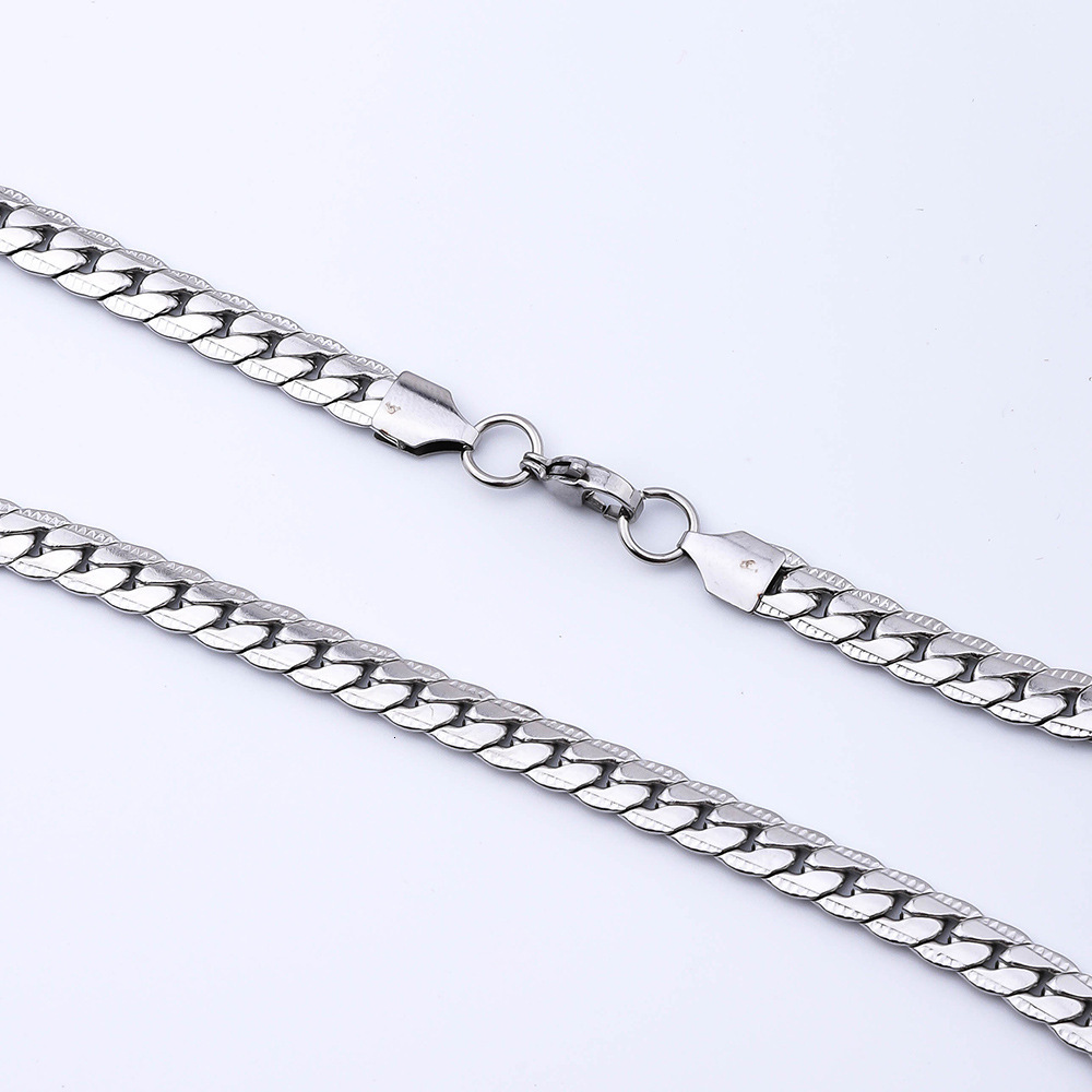 Luxury Jewelry Designer Jewelry European And American Men's Titanium Steel Encrypted Flat NK Embossed Chain Hip Hop Trendy Accessories Women'