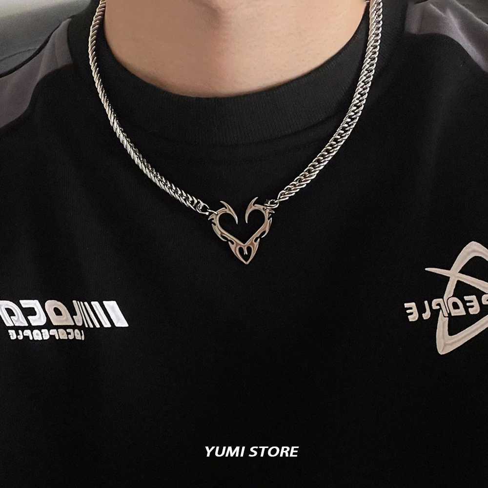 Hip Hop Thorn Choker Necklace For Men Titanium Steel Chain Pendant Necklace Unisex Jewelry Street Accessories Wholesale W250714