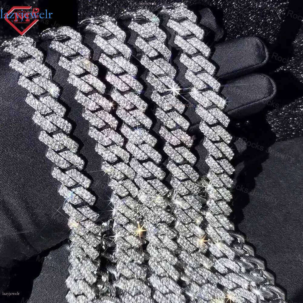 Hot Selling 10MM Miami Sterling Sier Iced Out Hiphop Custom Moissanite Cuban Link Chain
