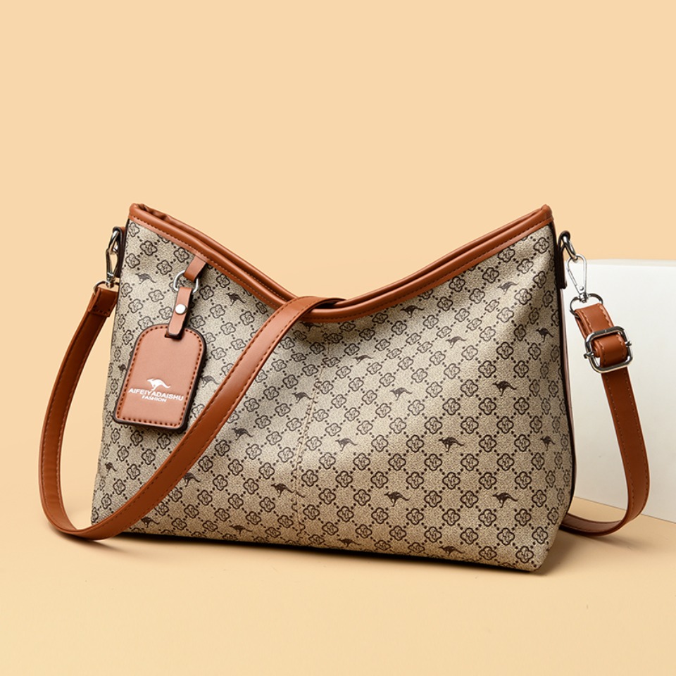 Old Flower Top-handle Bags Female Luxury Handbags Designer Shoulder Hand Bags for Women Mother Ladies PU Leather Crossbody Bag