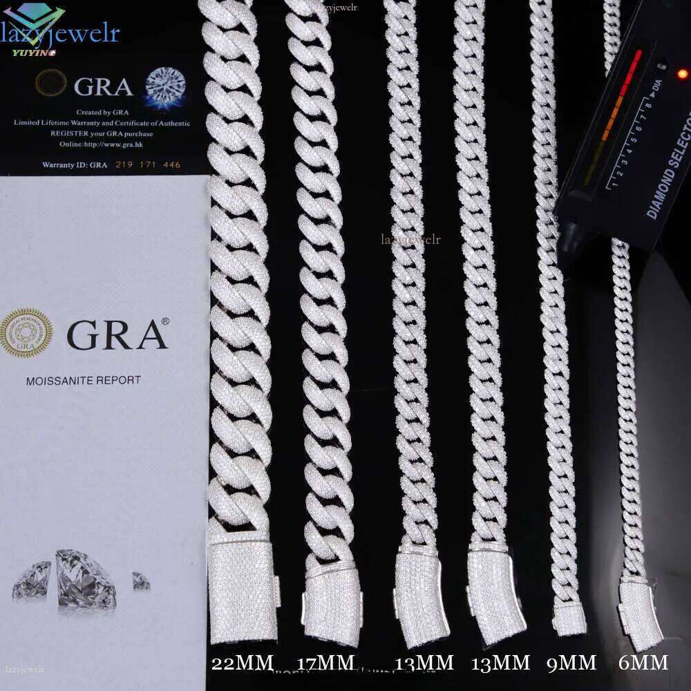 Wholesale for Men 6mm 9mm 13mm Width Sier Gold Plated Vvs Moissanite Dia Cuban Link Chain