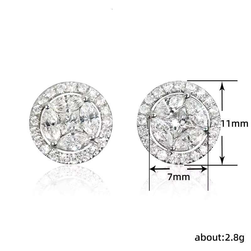 Hot Sale Womens Wedding Earrings for Exquisite Round Imitated Diamond Silver Plated Zircon Stud Earrings Jewelry Women