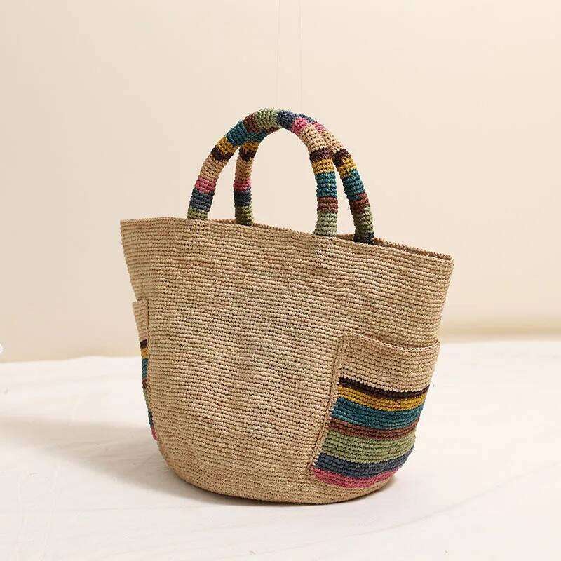 Lafite Grass Handheld Straw Woven New Color Outer Women's Seaside Vacation Beach Bag