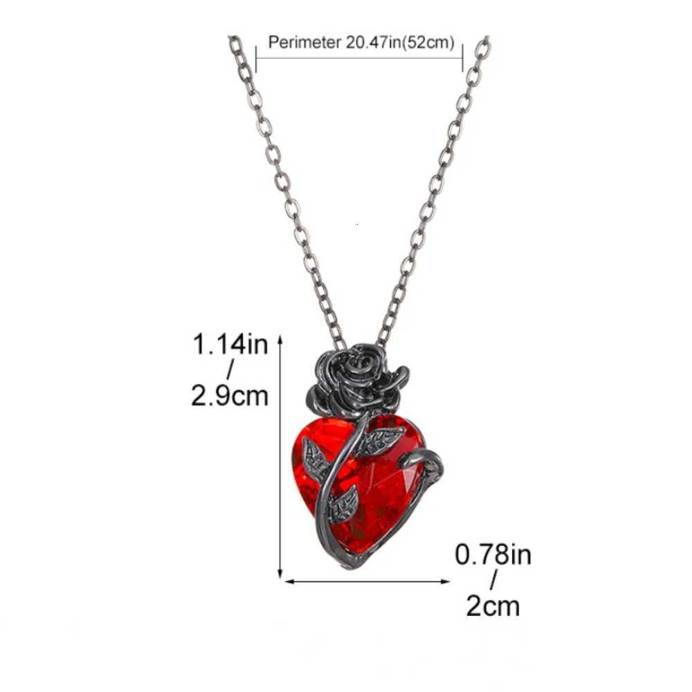 Gothic Rose Red Love Necklace Wens Y2K Jewelry Silver Color ToneBloody Human Pendant Jewelry Personal Gifts W250712