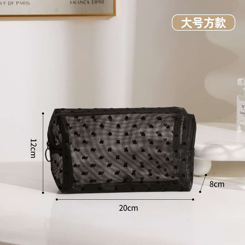 New Heart-Shaped Makeup Handheld Large Capacity Mesh Storage for Women Ins Style Portable Travel Compact Toiletry Bag