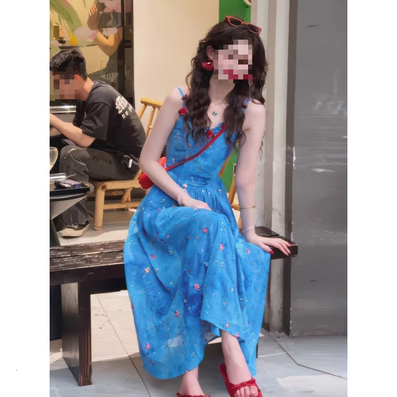 Summer New Women's Skirt Trendy Stunning Women's Flower Skirt Summer New Gentle and Beautiful Vacation Fashion Style Waist Strap Skirt New D