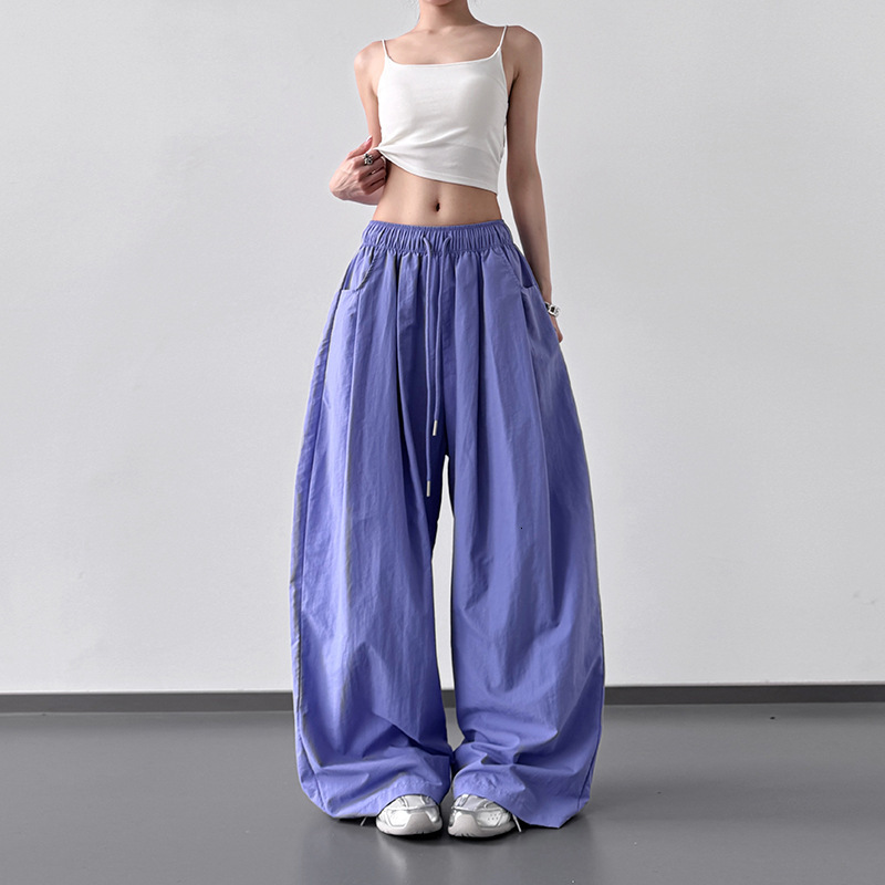 2025 Summer New Women's Pants Summer Retro Style Folded Lazy Style Pants Floor Pants Women's Wide Leg Casual Pants New Designer Pants