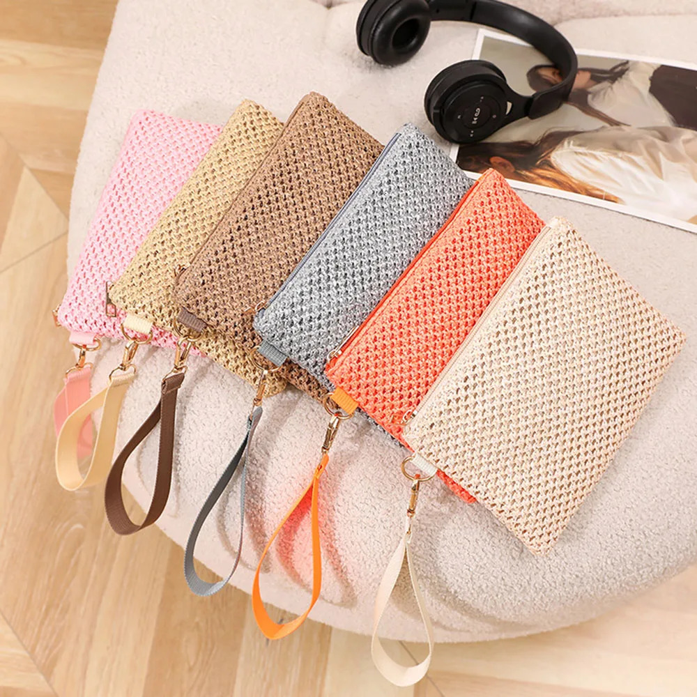 Women Clutch Bag Fashion Handmade Ladies Solid Wristlet Girl Straw Woven Phone Coin Purse Beach Wallet Fresh Sweet 250703