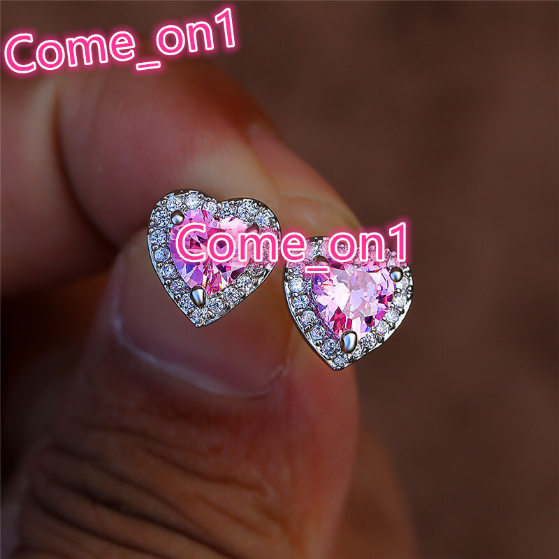 7 Colors Crystal Rainbow Gradient Zirconia Vintage Fashion Earrings Wedding Heart Stud Earring for Women