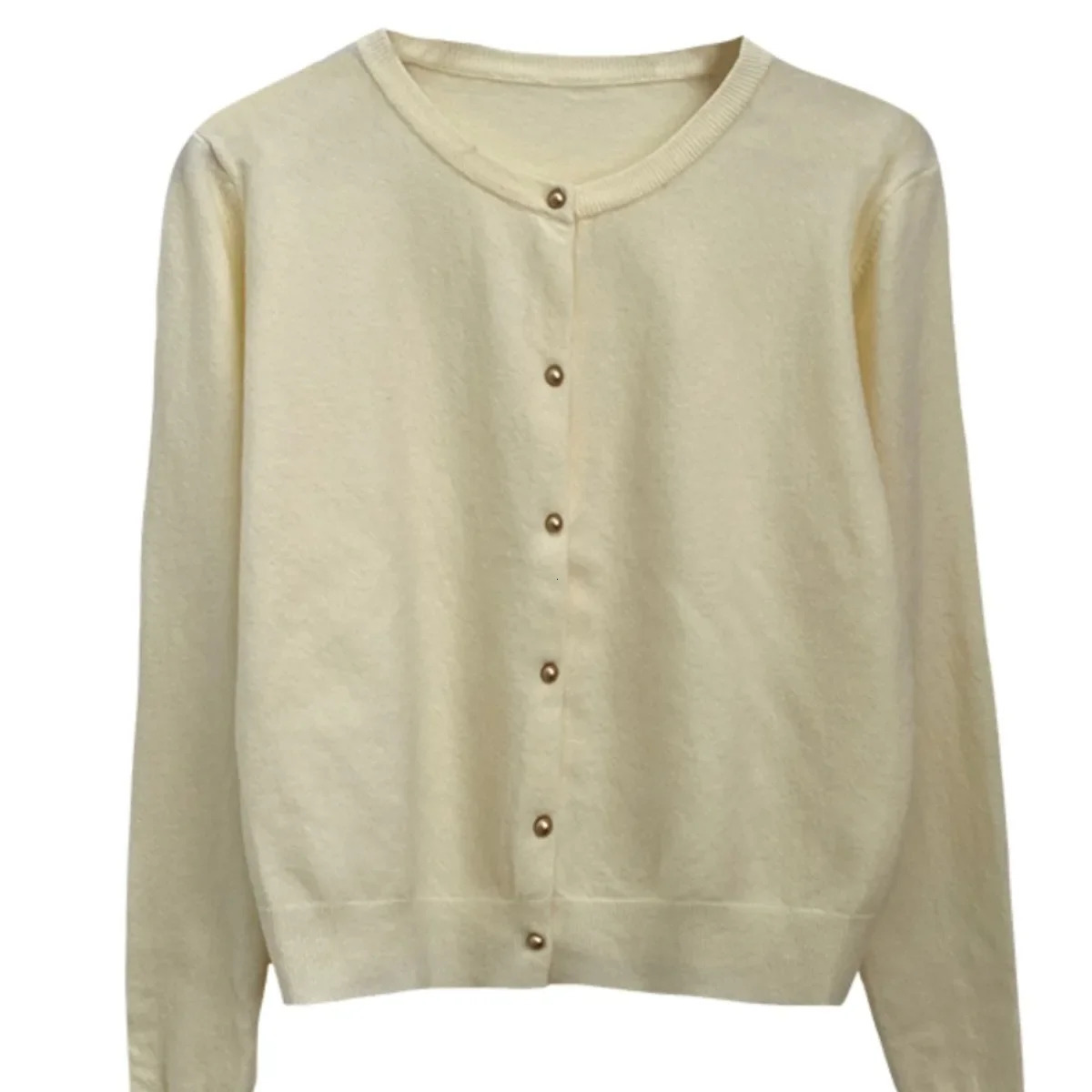 Solid Color Knitted for Women Cardigan Korean Single Breasted Long Sleeve Jumper Woman Round Neck All Match Cardigans Outwear 250710