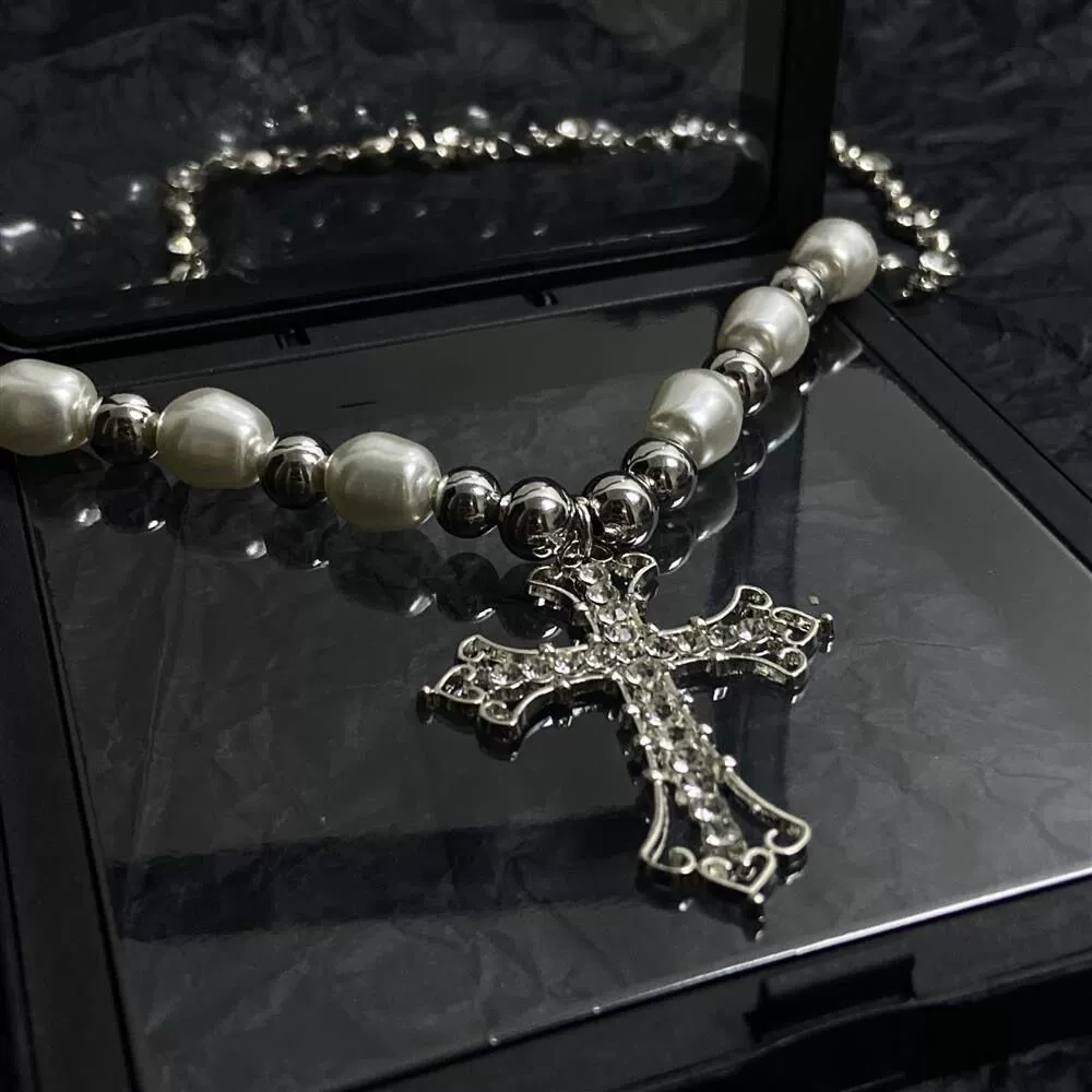 Hip-Hop Inspired Women's Gold Tone Cross Pendant with Real Gemstones