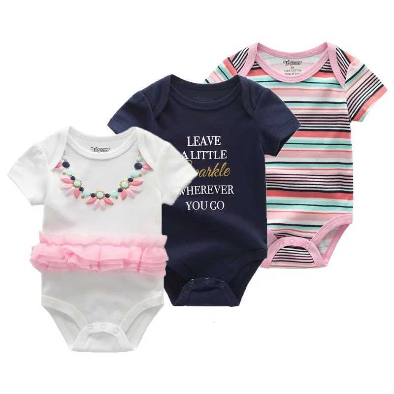 3 Pcs Newborn Short Sleeve Baby Boy Girl Bodysuits Soft 100% Cotton Baby Unisex Baby Clothes Z250712