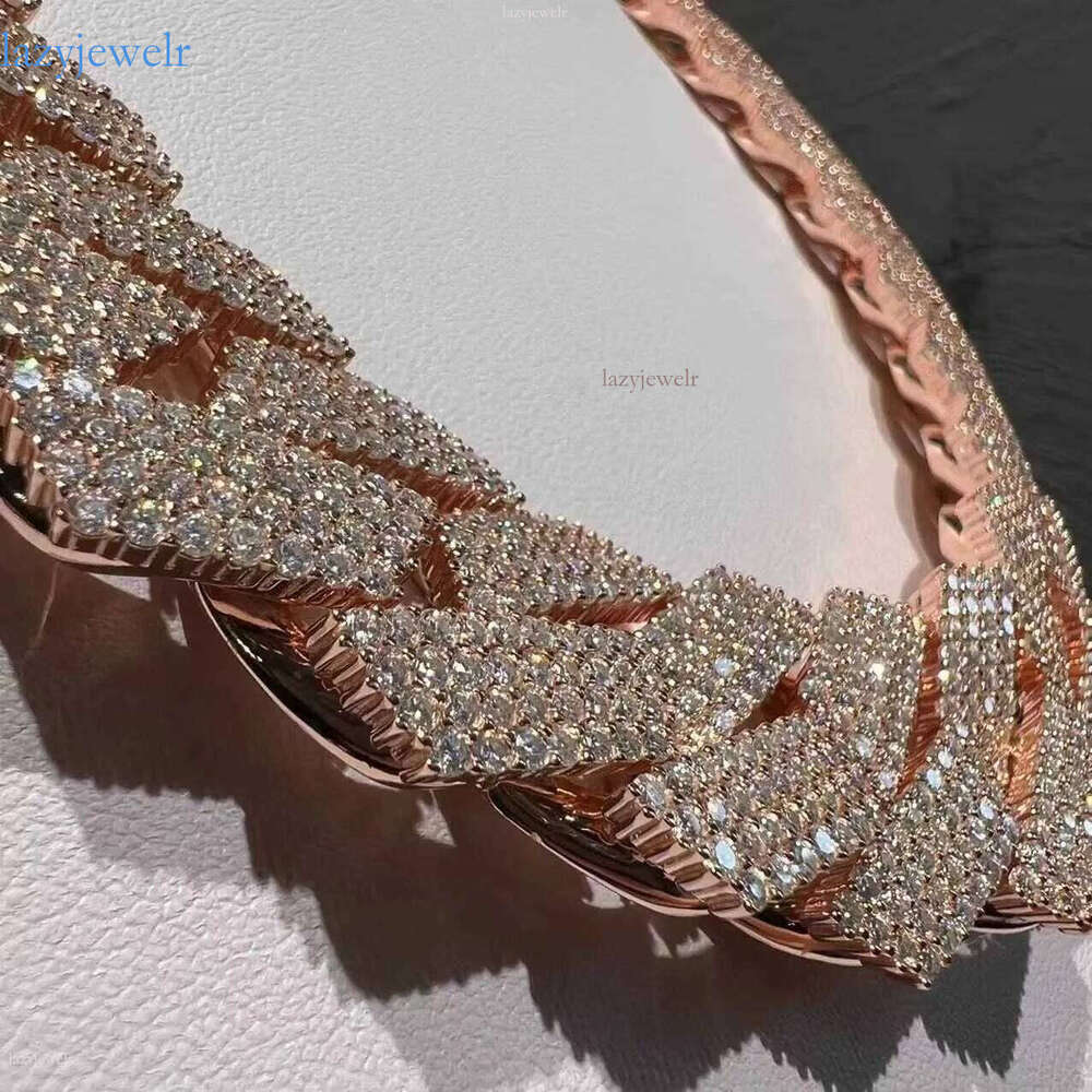 Hip Hop Iced Out Jewelry 24mm Wide 4 Rows Vvs Moissanite Dia Cuban Link Chain Necklace