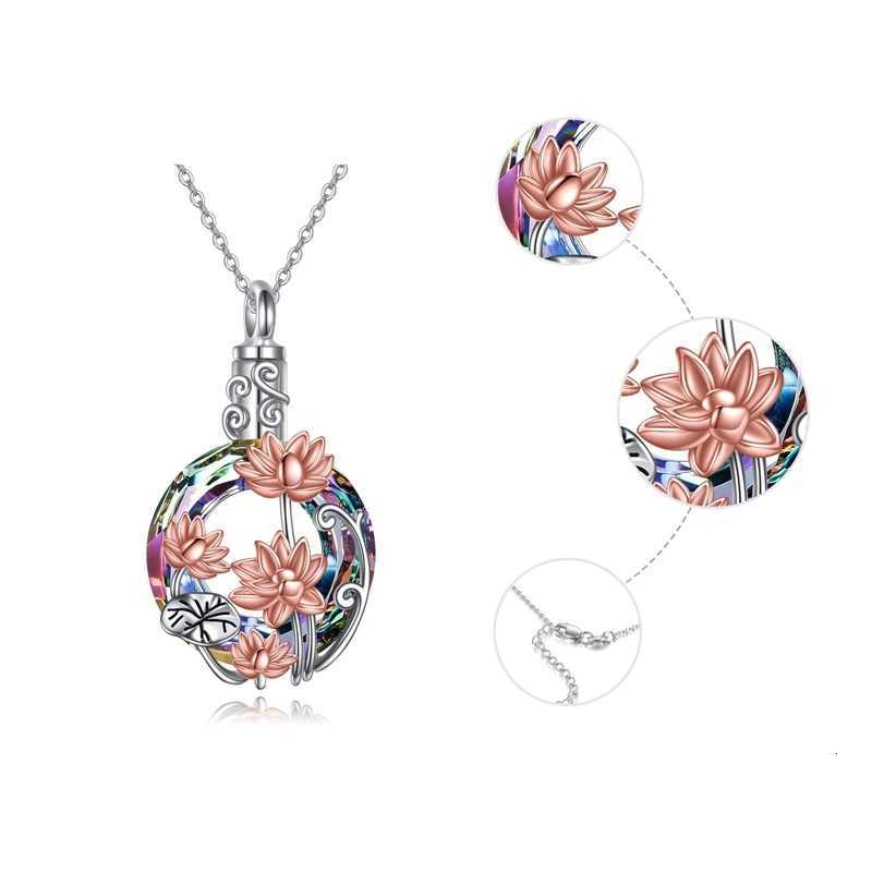 Fashion Crystal Flowers Creation Ash Urn Lotus Pendant Necklace Metal Wen Men Can Open Jewelry Gifts W250712