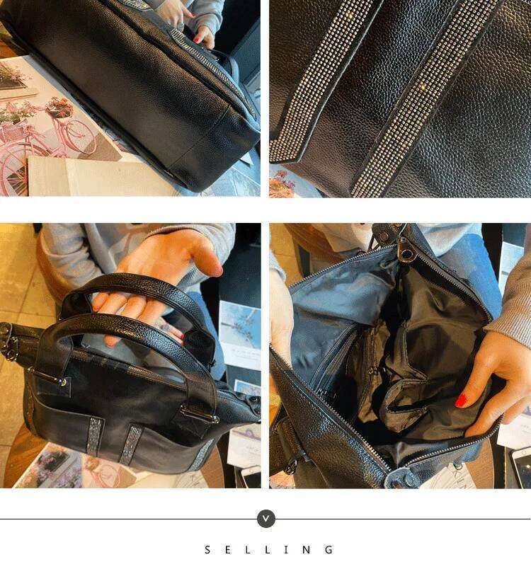 Fashion Dia Leather Women Handbags Tote Soft Black Cowhide briefcase Shoulder Bag 14 Inch Laptop Bags Big 2024