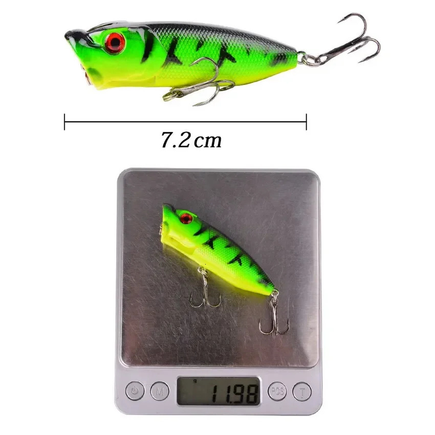 1Pcs 7cm 12g Popper Fishing Lure Hard Artificial Bait Topwater with 2 Treble Hooks Carp Lures Wobbler Crankbait Pesca 250708